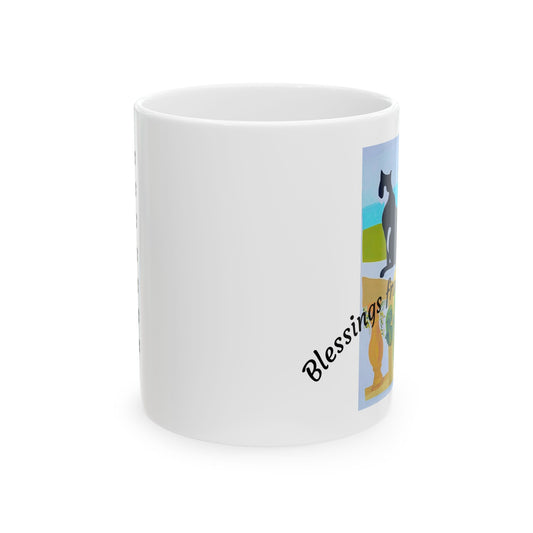 Blessings Cat Ceramic Mug | Cozy Coffee Cup, Pet Lover Gift, Cat Decor, Birthday Present, Home & Office Essentials