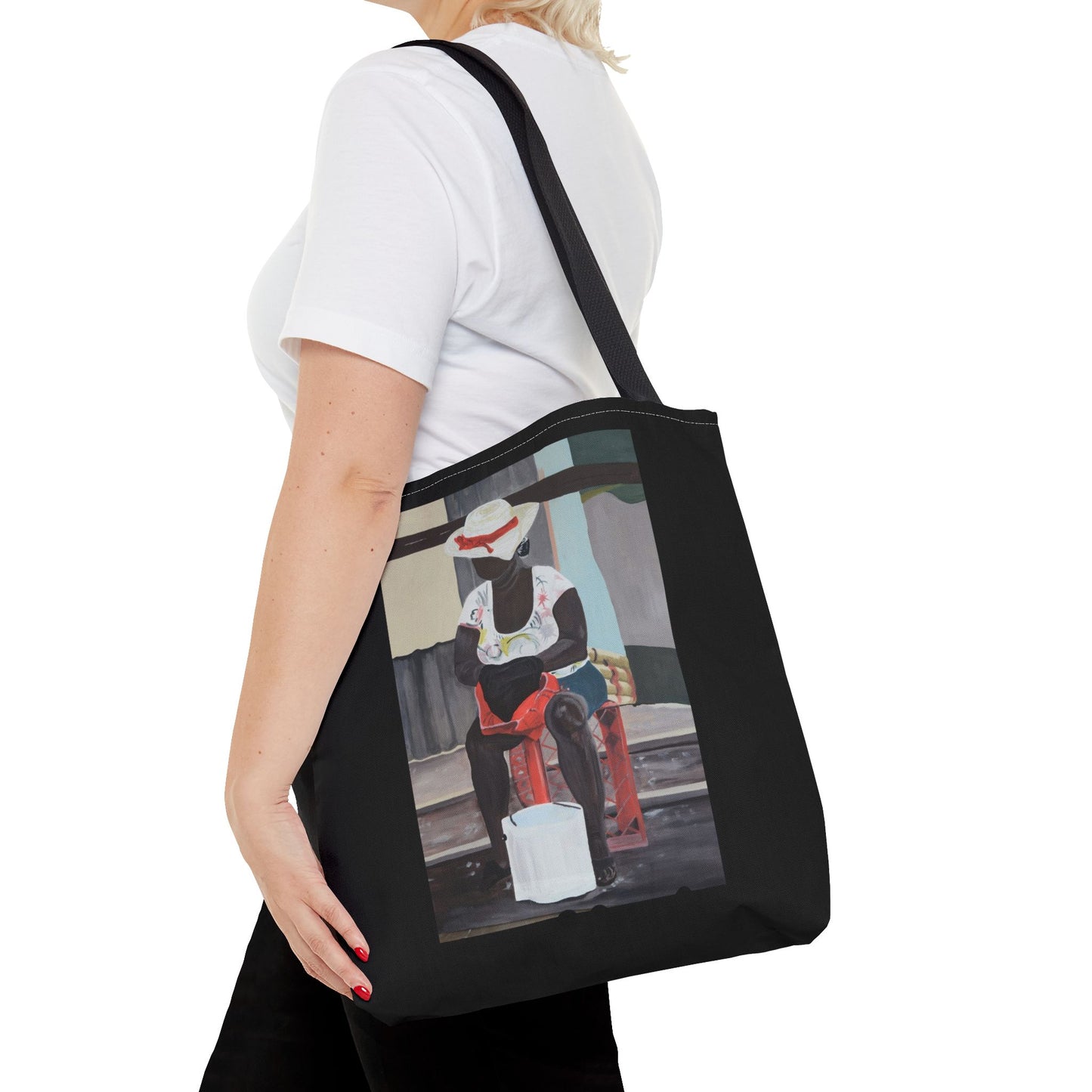 Artistic Black Tote Bag, Unique Gift for Art Lovers, Everyday Use, Shopping, Beach, Travel and Yoga Essentials