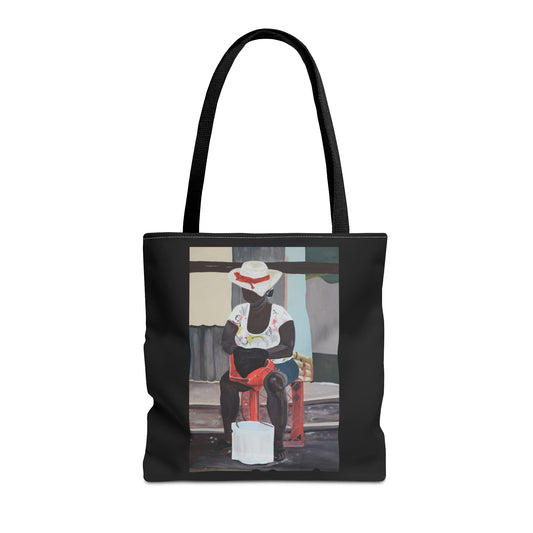 Jamaican lady, original art makes a unique Gift for Art Lovers, Everyday Use, Shopping, Beach, Travel and Yoga Essentials