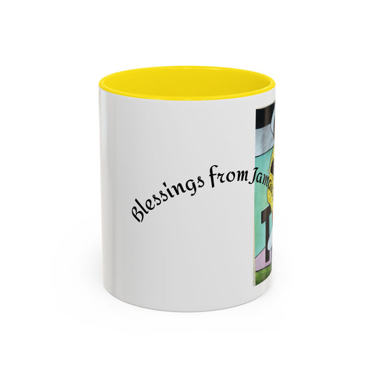 Jamaican Blessings Coffee Mug, Accent Mug, Gift for Coffee Lovers, Artistic Mug, Unique Kitchen Décor, Caribbean Inspired Mug